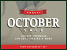 Annual October Sale - $10 Off Footwear and More