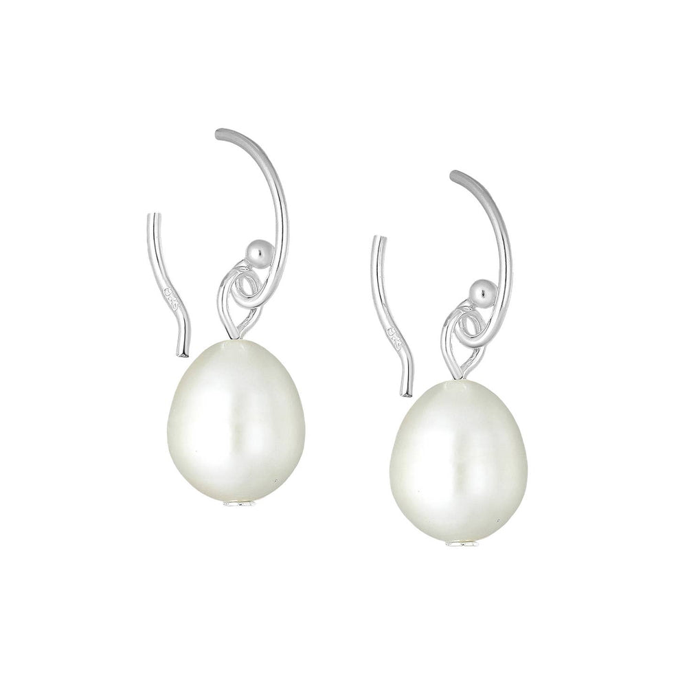 Freshwater Pearl On Round Sterling Wire Earrings