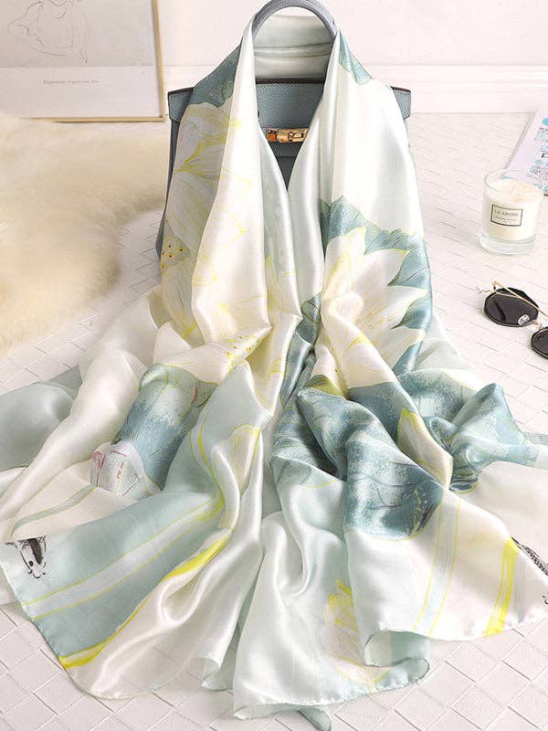 PRINTED SILK FEEL SHAWL SCARF