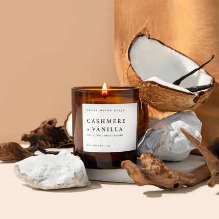 Cashmere & Vanilla 11 Oz Soy Amber Glass Candle