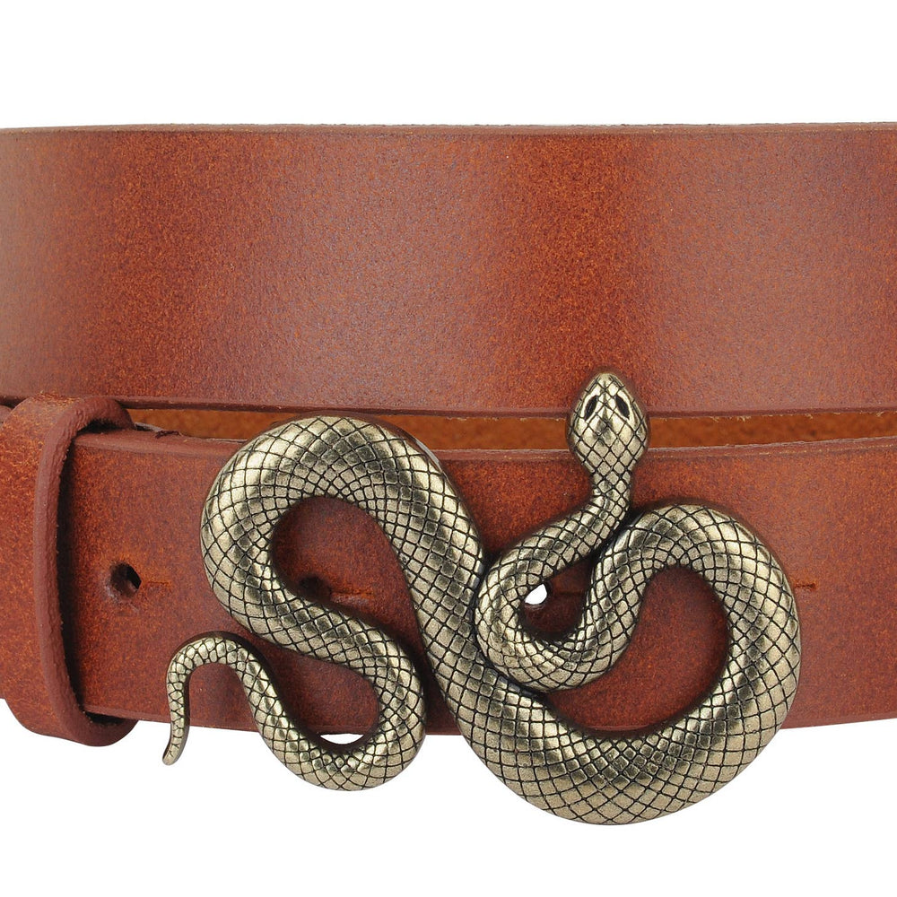 Snake Buckle Leather Belt