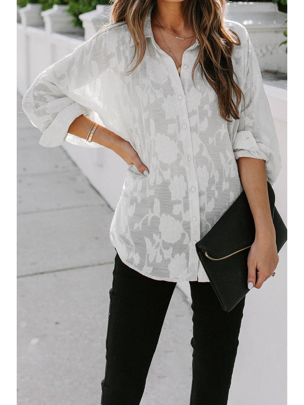 Summer Thin Sheer Top Women Solid Color Long-Sleeved Shirt