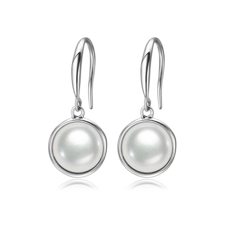 Button Pearl Drop Earrings