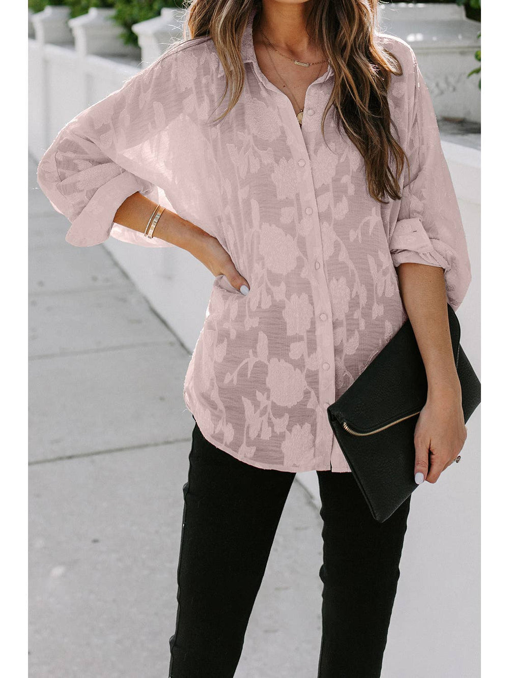 Summer Thin Sheer Top Women Solid Color Long-Sleeved Shirt