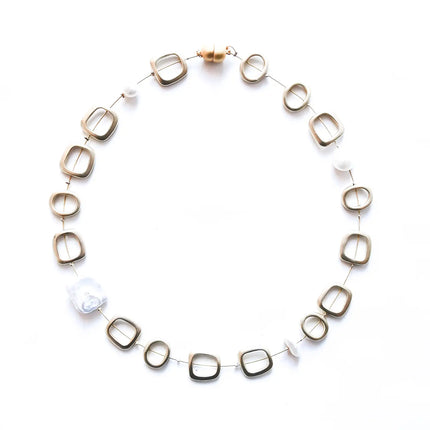 Sea Lily Silver and White Large Knot Necklace