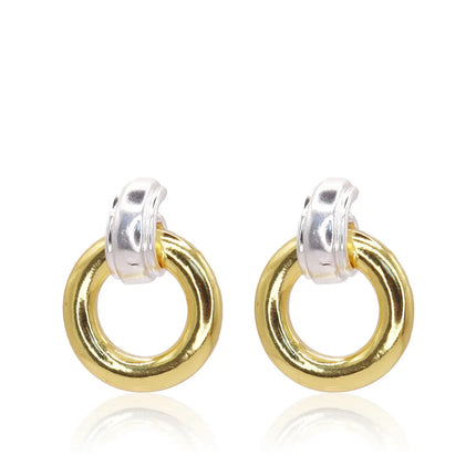 Mixed Metal Doorknocker Earrings - Multi