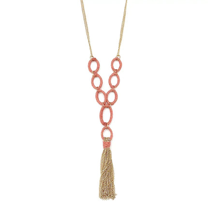 Sachi Terracotta Collection Necklace - Long Chain Tassel