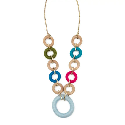 Sachi Bold Whimsy Collection Necklace - Multi with Blue Ring