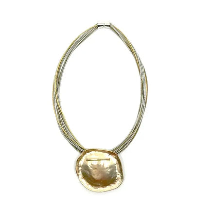 Sea Lily Silver and Gold Pianowire with Silver Disc