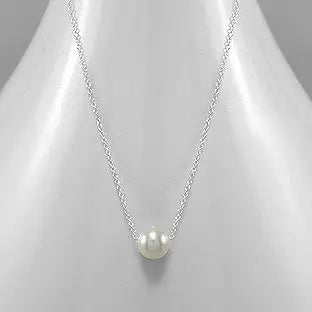 Single Freshwater Pearl On Sterling Chain Necklace