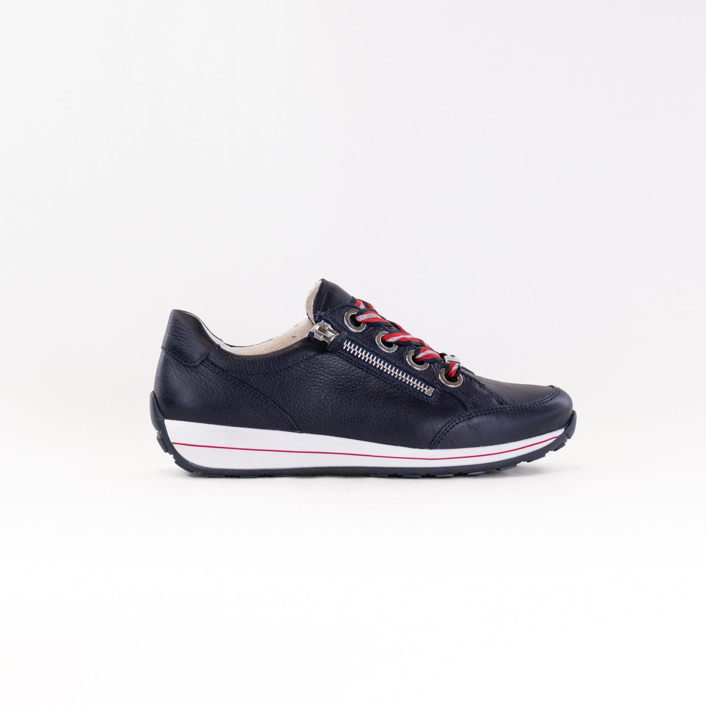 Ara Ollie Side Zip Lace Sneaker Women s Navy Leather