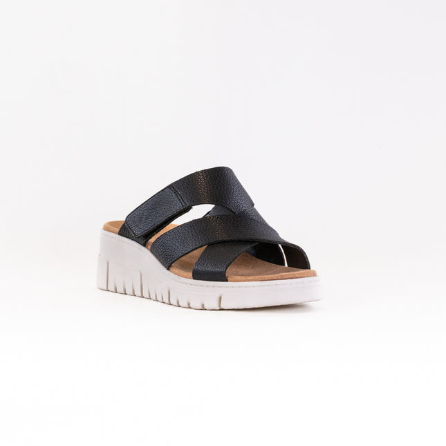 Vionic Uptown Sunset Wedge Sandal (Women's) - Black Leather
