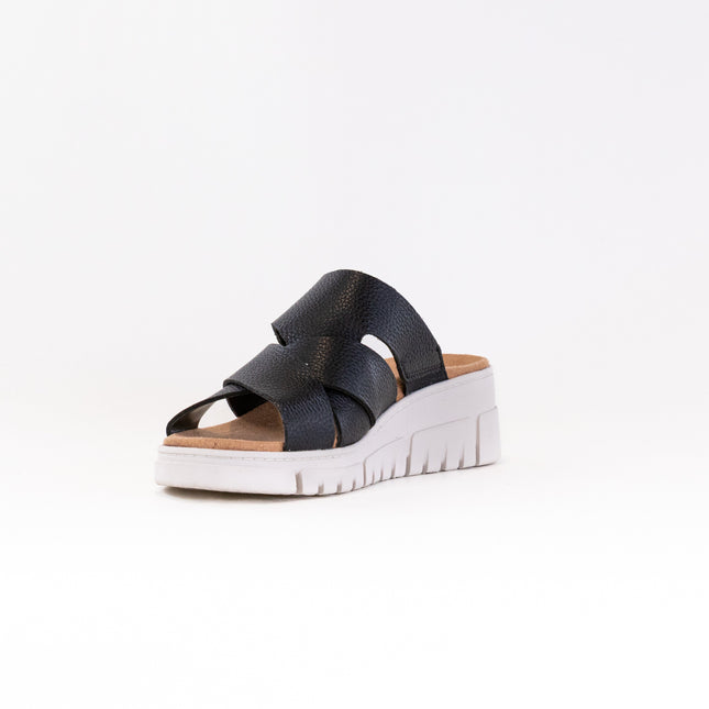 Vionic Uptown Sunset Wedge Sandal (Women's) - Black Leather