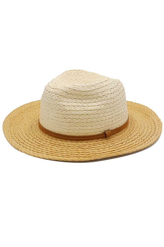 Two Tone Sun Hat with Suede Double Band