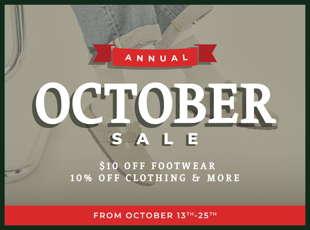 Annual October Sale - $10 Off Footwear and More