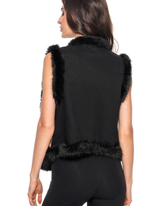 ADORE Floral Faux Fur Vest