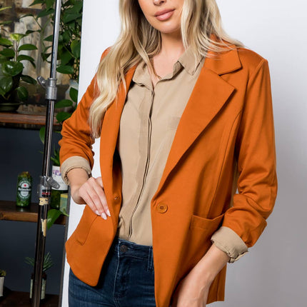 STOOSH Ponte One Button Front with Patch Pocket Blazer