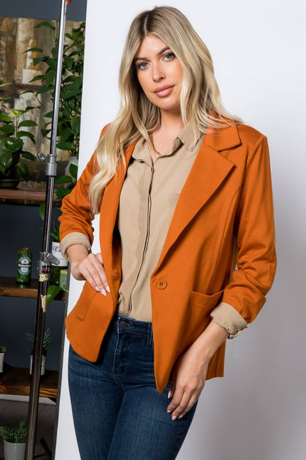 STOOSH Ponte One Button Front with Patch Pocket Blazer