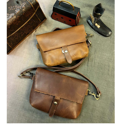 ROMA Crazy Horse Genuine Leather Crossbody - Small