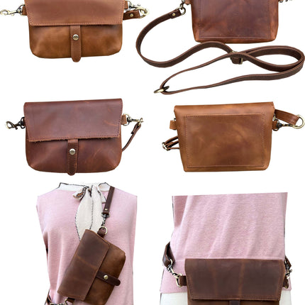 ROMA Crazy Horse Genuine Leather Crossbody - Small
