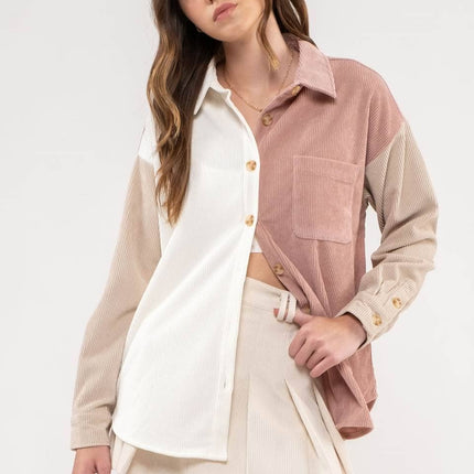 Colorblock Corduroy Jacket