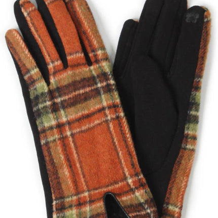Hana Plaid Pattern Gloves - Rust
