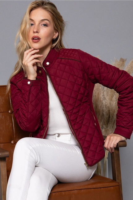 42 POPS Suede Piping Rib Quilted Padded Jacket
