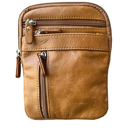 ROMA Cowhide Leather Multi Pocket Crossbody - Small