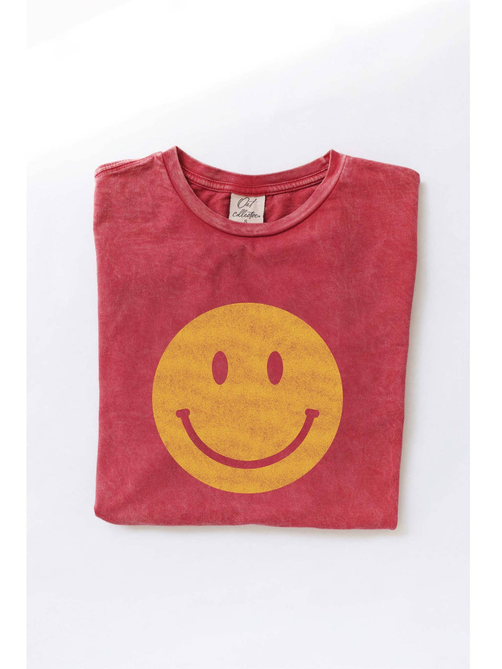 Smiley Face Mineral Washed Graphic Top
