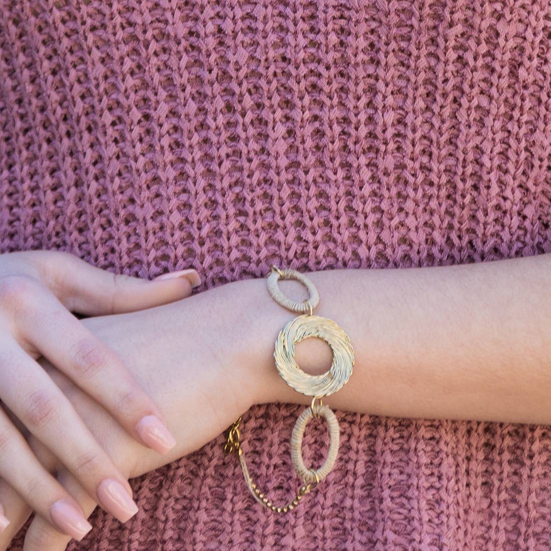 Sachi Bohemian Neutrals Collection Bracelet - Metal Ring