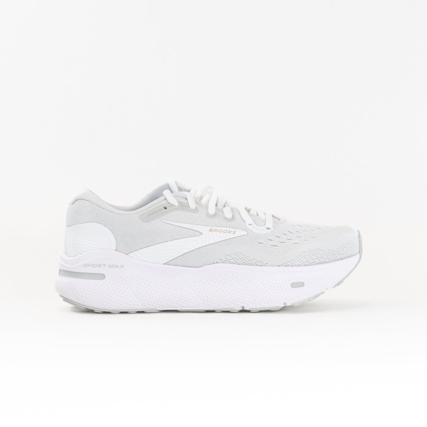 Brooks Ghost Max (Women's) - White/Oyster/Metallic SIlver
