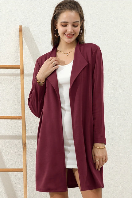 NINEXIS Draped Open Front Trench Blazer