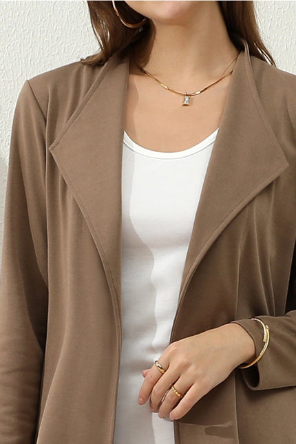 NINEXIS Draped Open Front Trench Blazer