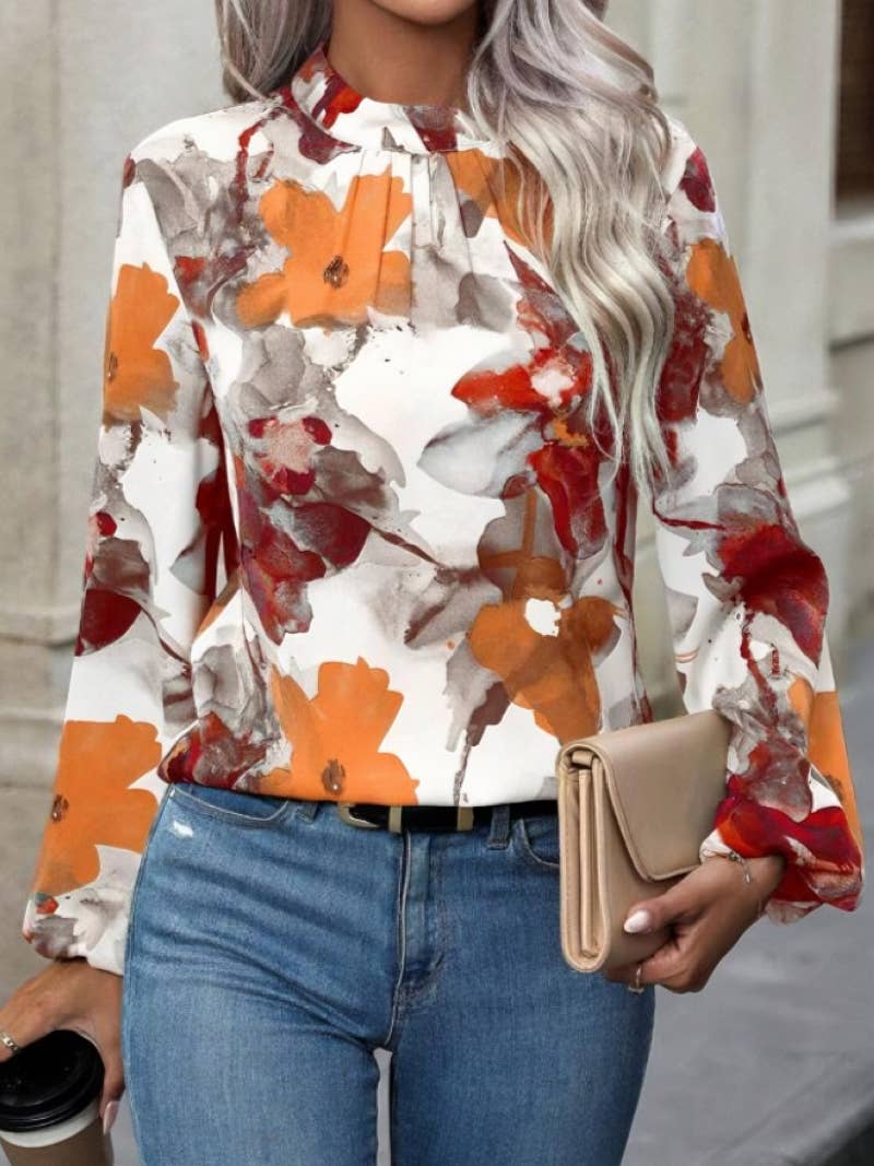 Autumn Long Sleeve Printed Crew Neck Top