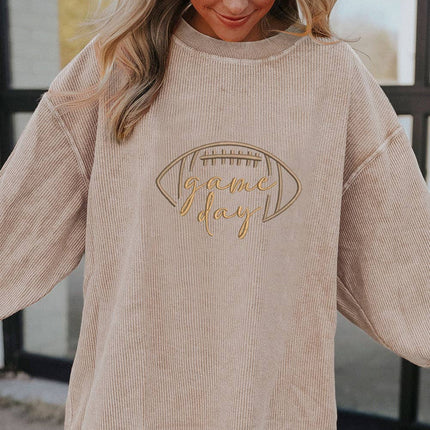 LOVESOFT Game Day Embroidered Corduroy Sweatshirt