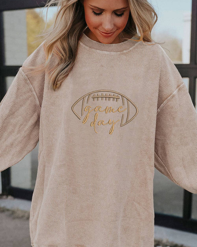 LOVESOFT Game Day Embroidered Corduroy Sweatshirt