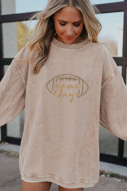 LOVESOFT Game Day Embroidered Corduroy Sweatshirt