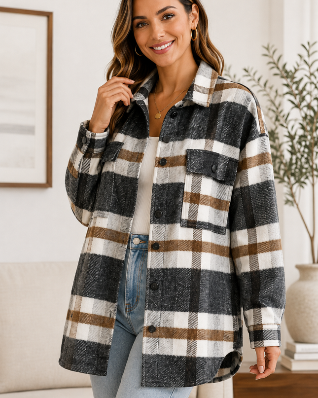 LOVESOFT Blue Flannel Shirt Jacket