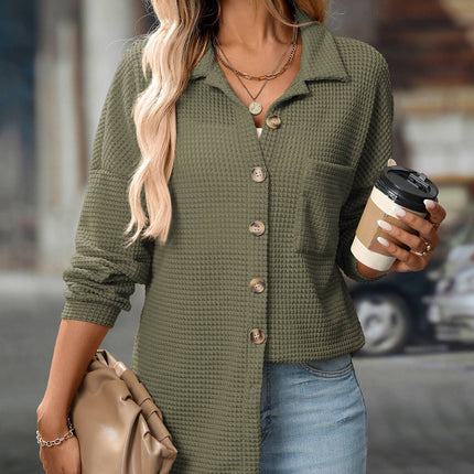 LOVESOFT Waffle Knit Button Down Shacket