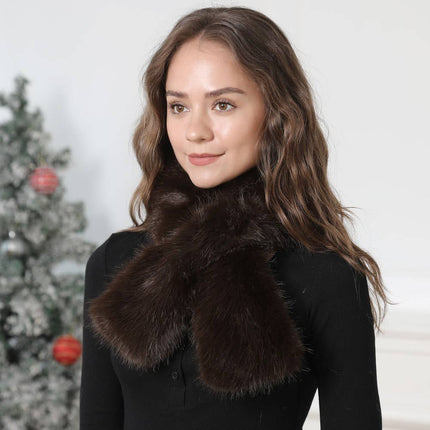 SOLID FAUX FUR PULL THROUGH SCARF