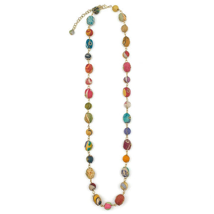 Aasha Brass Curled Wire Beads Mid-Length Station Necklace