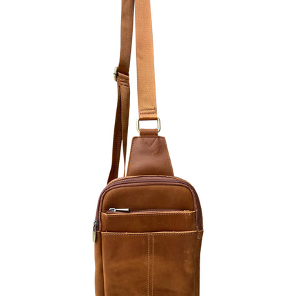 ROMA Crazy Horse Leather Crossbody Sling Travel Bag