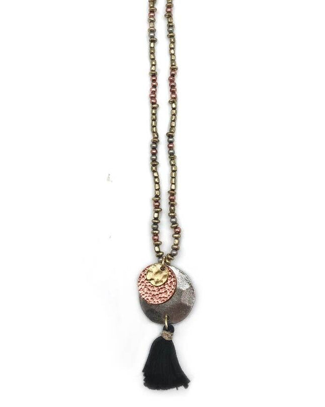 Sachi Discs with Tassel Long Necklace