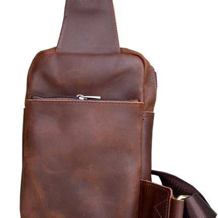 ROMA Crazy Horse Leather Crossbody Sling Travel Bag