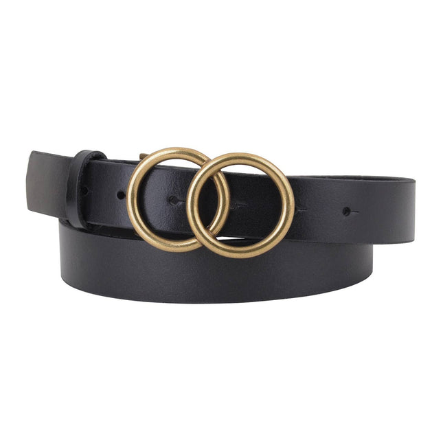 Double Circle Overlap Buckle Leather Belt