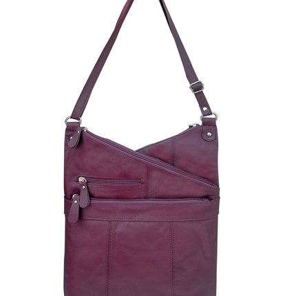 ROMA Cowhide Leather Angled Zip Crossbody