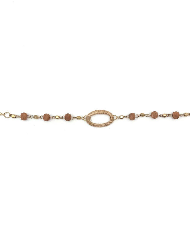 Sachi Bohemian Neutrals Collection Bracelet - Jute Oval Bead