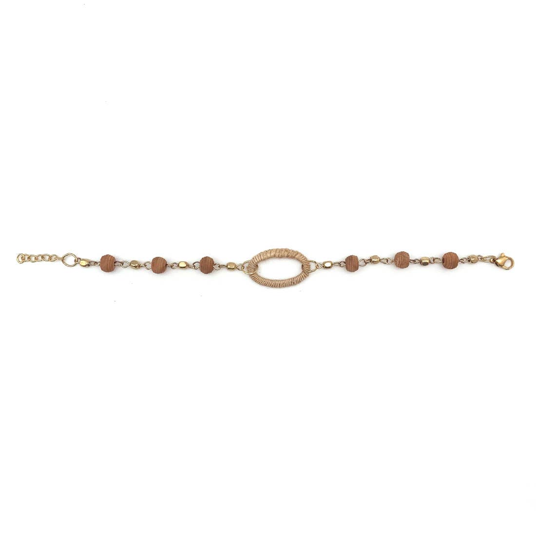 Sachi Bohemian Neutrals Collection Bracelet - Jute Oval Bead