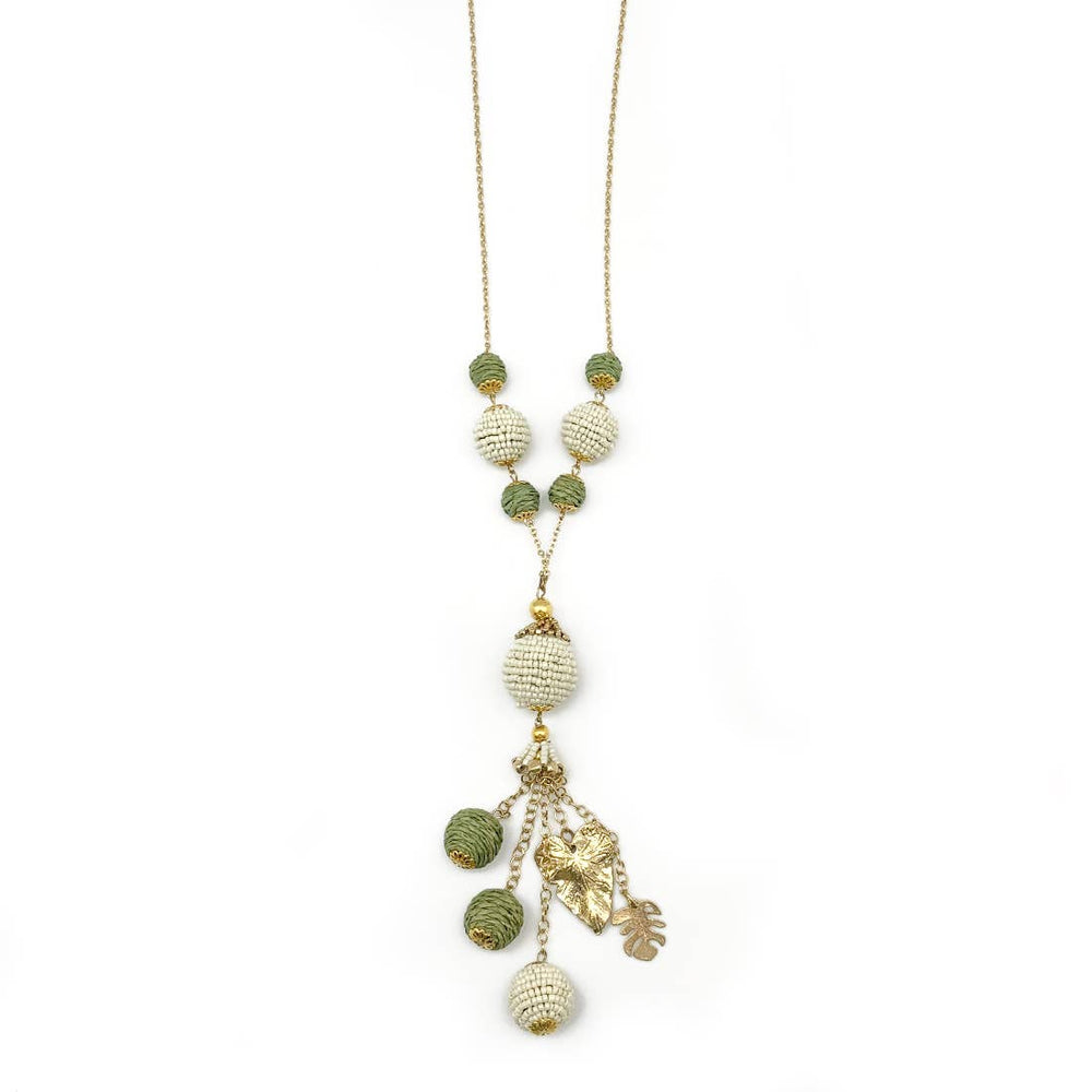 Sachi Calming Sage Collection Necklace - Mixed Beads Tassel