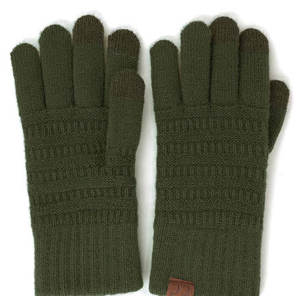 C.C Solid Ribbed Knit Glove